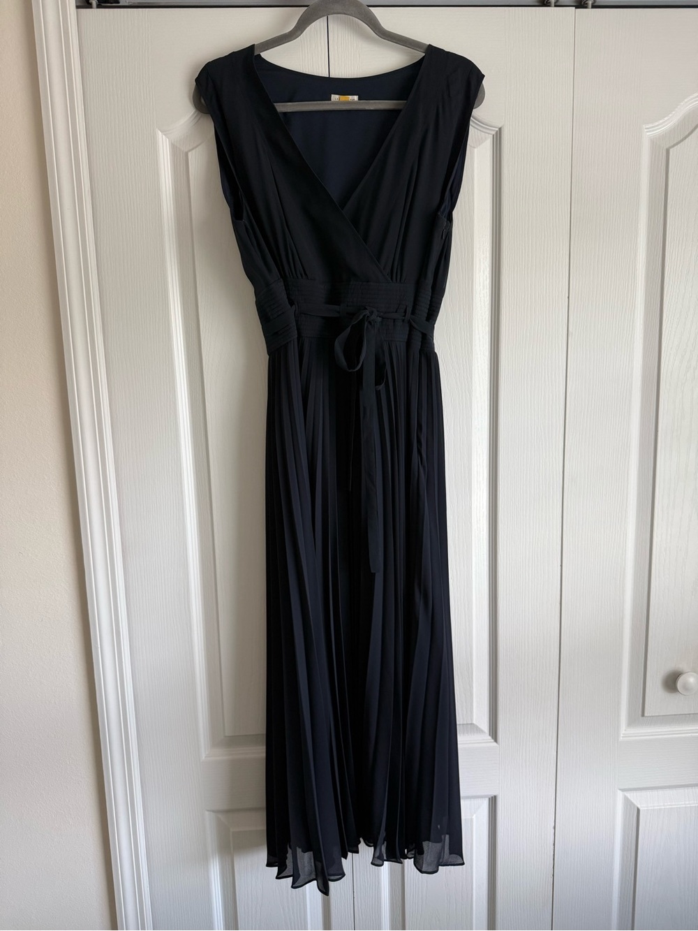 leifsdottir Navy Cap-Sleeve Wrap Maxi Dress